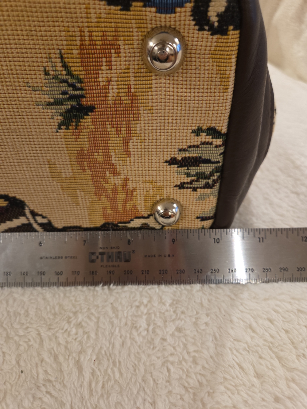 Vintage Southwestern Tapestry Bucket Bag | Western Leather Drawstring Purse - Picture 10 of 10